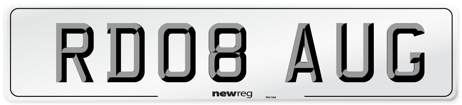 RD08 AUG Number Plate from New Reg
